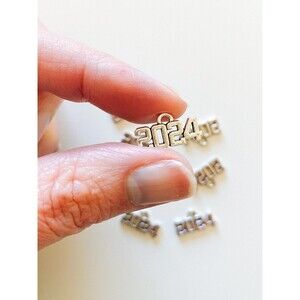 BIG LOT of Silver 2024 Year Charms for Personalized DIY Jewelry & Crafts